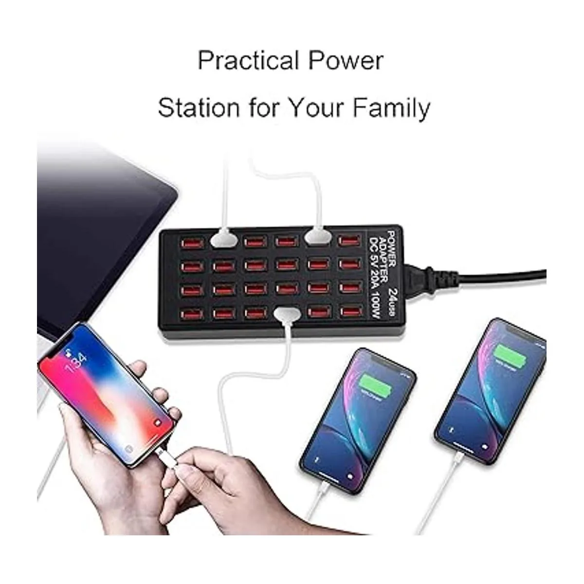 Estación de carga USB de 24 puertos de 100 vatios 20 A_4
