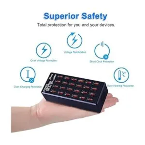 Estación de carga USB de 24 puertos de 100 vatios 20 A_3