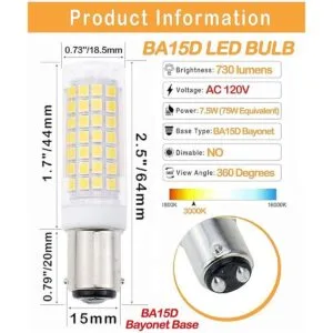 Lamsky Ba15d Bombilla LED de 75 W base de bayoneta de_2