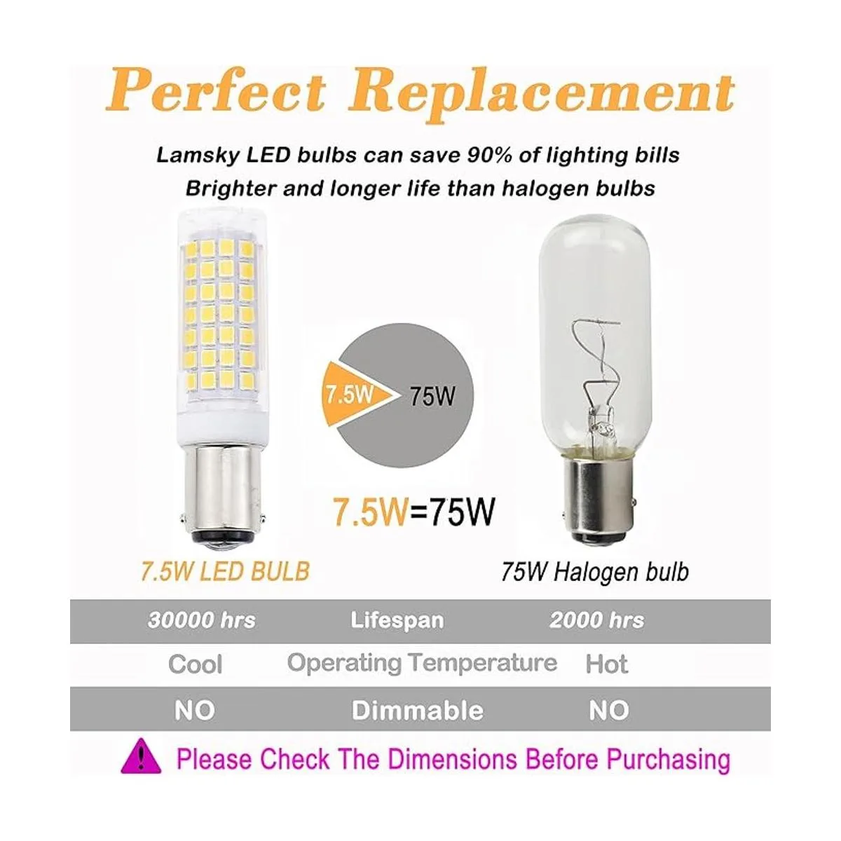 Lamsky Ba15d Bombilla LED de 75 W base de bayoneta de_3