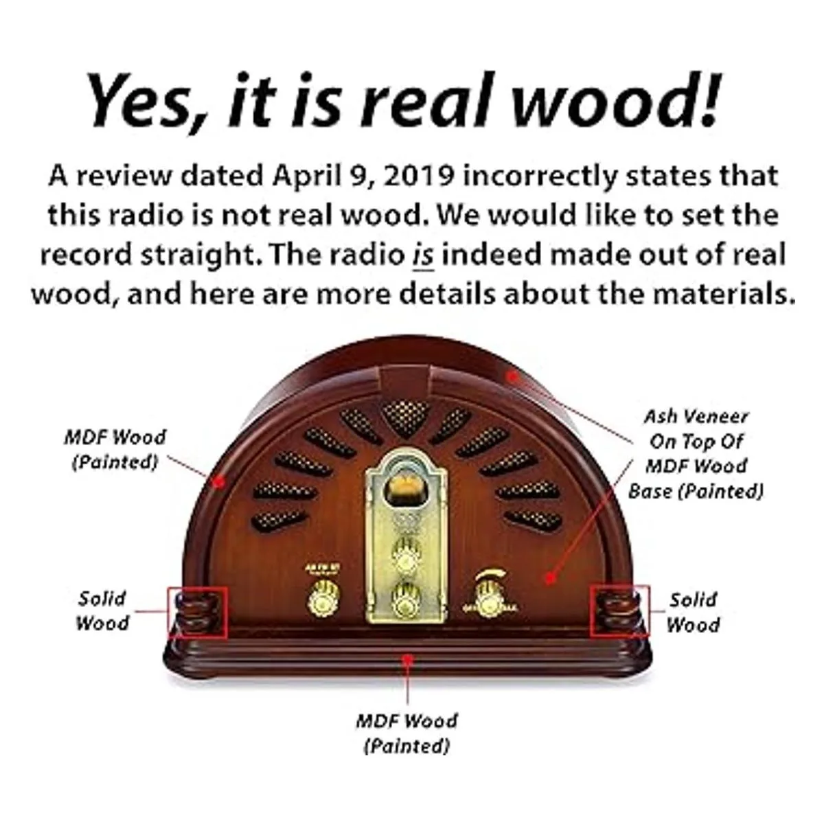 ClearClick Radio AMFM clásica estilo retro vintage con_5