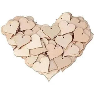 DNHCLL 50 etiquetas de madera con diseño de corazones de_1