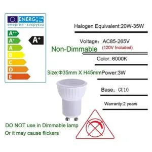 Bombilla halógena MR11 GU10 de 1.378 in LED 3 W_2
