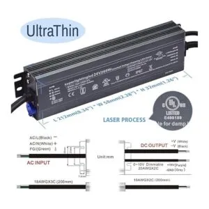 Fuente de alimentación regulable IP67 impermeable de 200 W_3