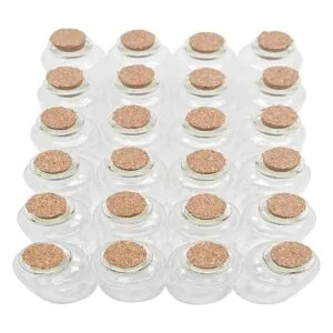32 botellas de vidrio con tapón de corcho de 1.0 fl oz