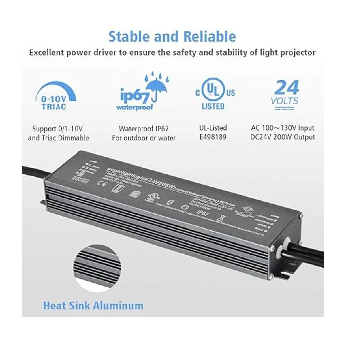 Fuente de alimentación regulable IP67 impermeable de 200 W_2