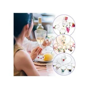 TOAOB 600 anillos de cristal de vino de plata y oro de