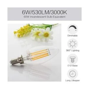 Boncoo Bombilla LED de candelabro regulable 6 W 3000 K_3