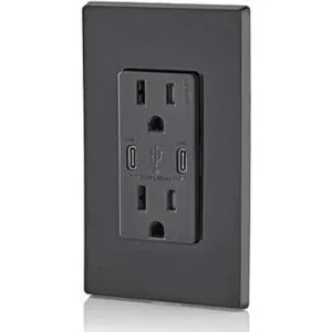Tomacorriente doble Leviton T5635E para pared con cargador_2