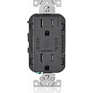 Tomacorriente doble Leviton T5635E para pared con cargador_1