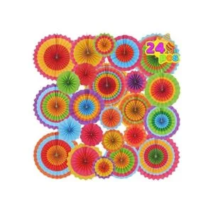 24 coloridos ventiladores de papel colgantes con ruedas_1