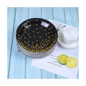 Aneco 60 platos de papel desechables de bronce negro de 7_4