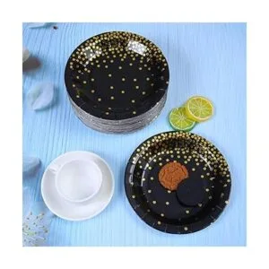 Aneco 60 platos de papel desechables de bronce negro de 7_5