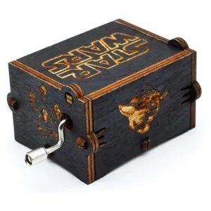 Huntmic Caja de música de madera negra con diseño de Star_3