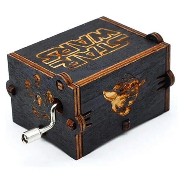Huntmic Caja de música de madera negra con diseño de Star_3