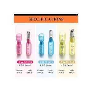 300 conectores de bala termorretráctiles Camtek_2