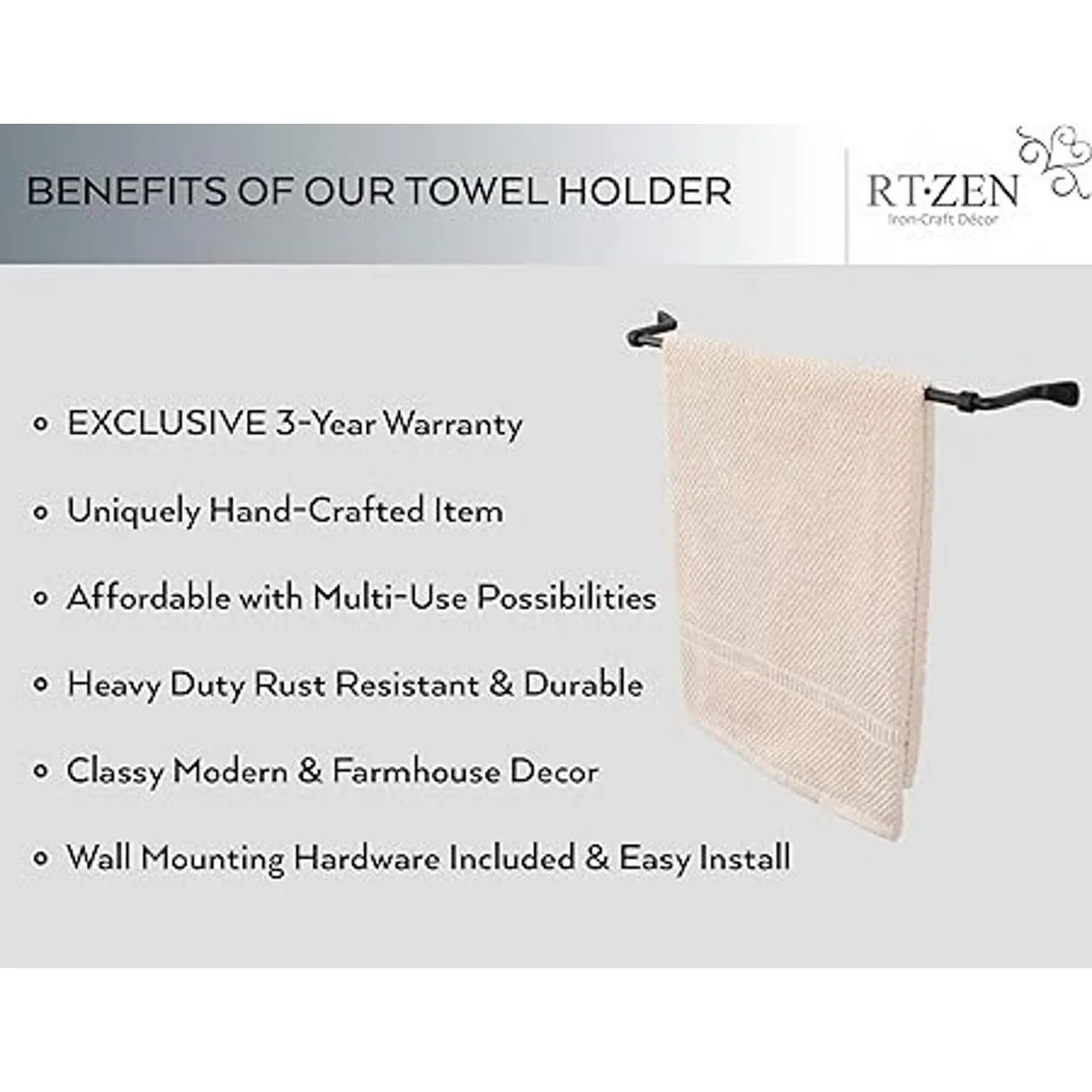 RTZEN Elegante toallero para baño barra de toalla de_2