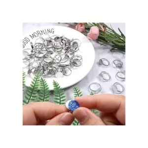 TOAOB 60 anillos planos ajustables chapados en plata con