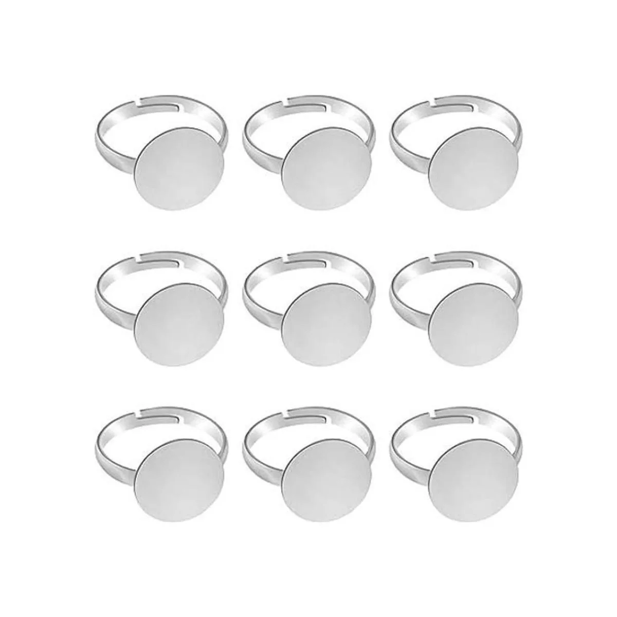 TOAOB 60 anillos planos ajustables chapados en plata con