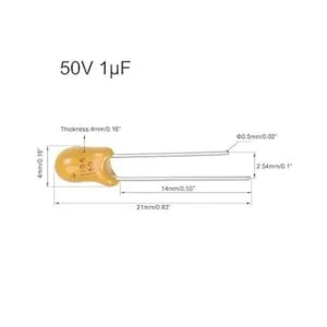 Condensador de tantalio uxcell 1uF 50 V 2 pines_2
