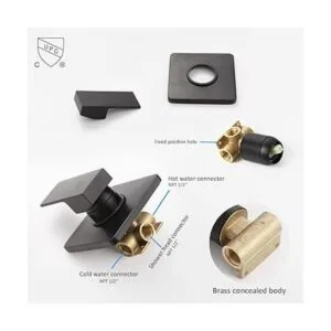 POP SANITARYWARE Juego de grifo de ducha negro mate_5