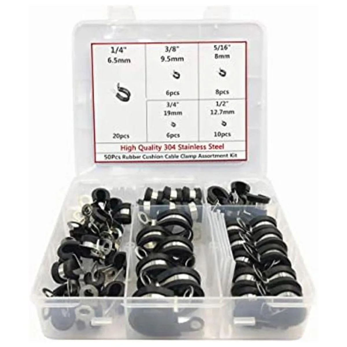 Kit surtido de abrazaderas de cable 50 abrazaderas