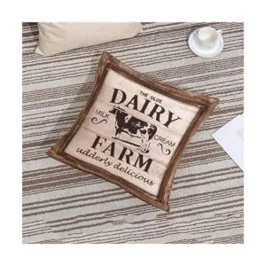 Juego de 4 fundas de almohada de grano de madera rústica