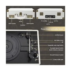 JORLAI tocadiscos de 3 velocidades con Bluetooth integrado_6