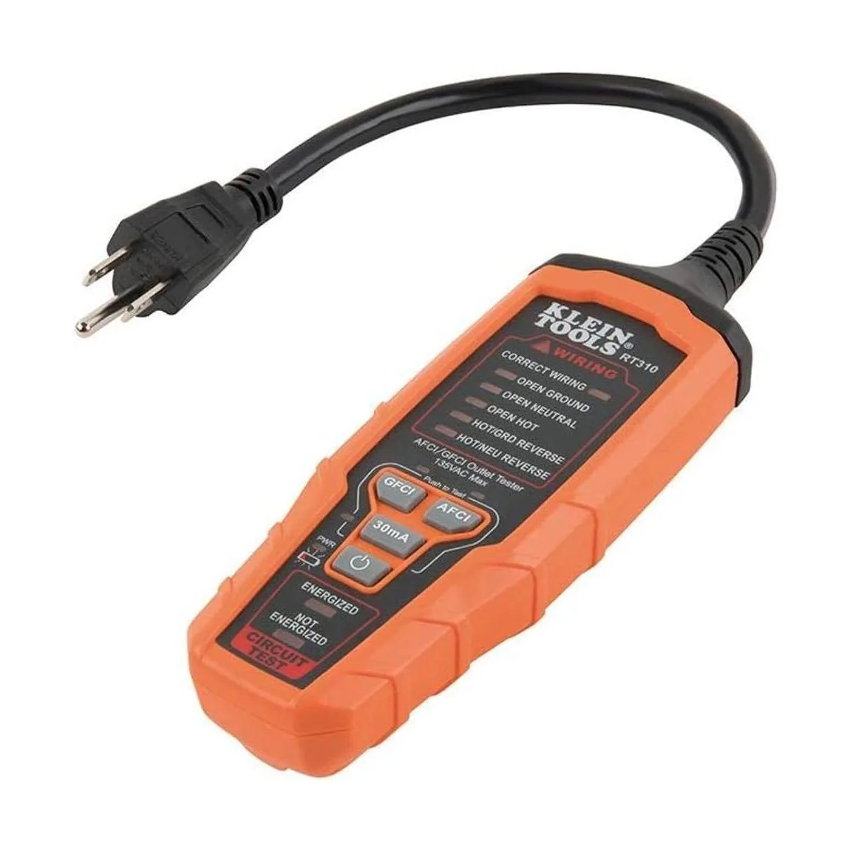 Klein Tools RT310 probador de tomacorrientes AFCI y GFCI_1