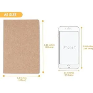 TWONE 15 paquetes de cuaderno de papel kraft con rayas A5_6