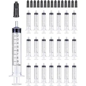 Paquete de 30 jeringas de plástico de 0.3 fl oz con tapa