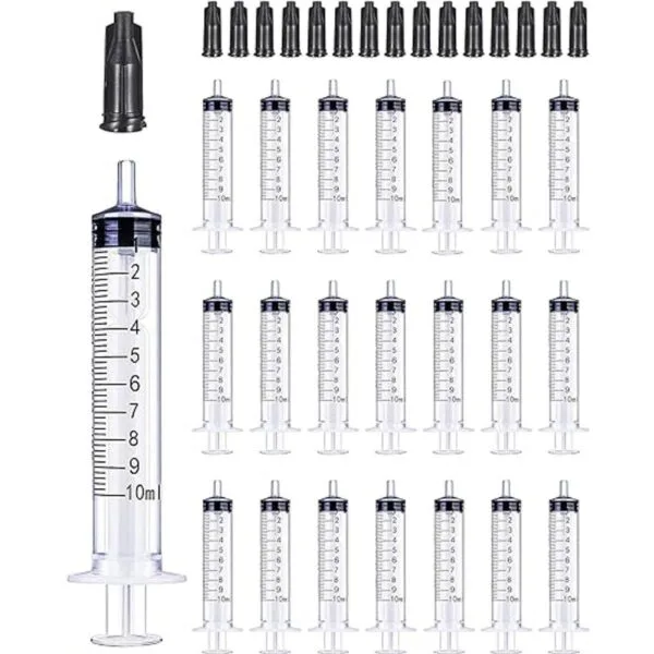 Paquete de 30 jeringas de plástico de 0.3 fl oz con tapa