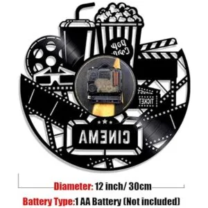 Reloj de pared para cine en casa y palomitas de maíz de_2