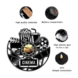 Reloj de pared para cine en casa y palomitas de maíz de_5