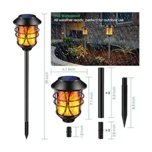 TomCare Luces solares de metal parpadeante llamas solares_3