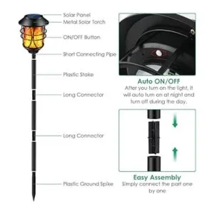 TomCare Luces solares de metal parpadeante llamas solares_4