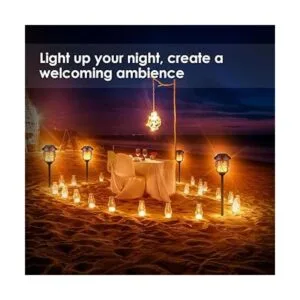 TomCare Luces solares de metal parpadeante llamas solares_6
