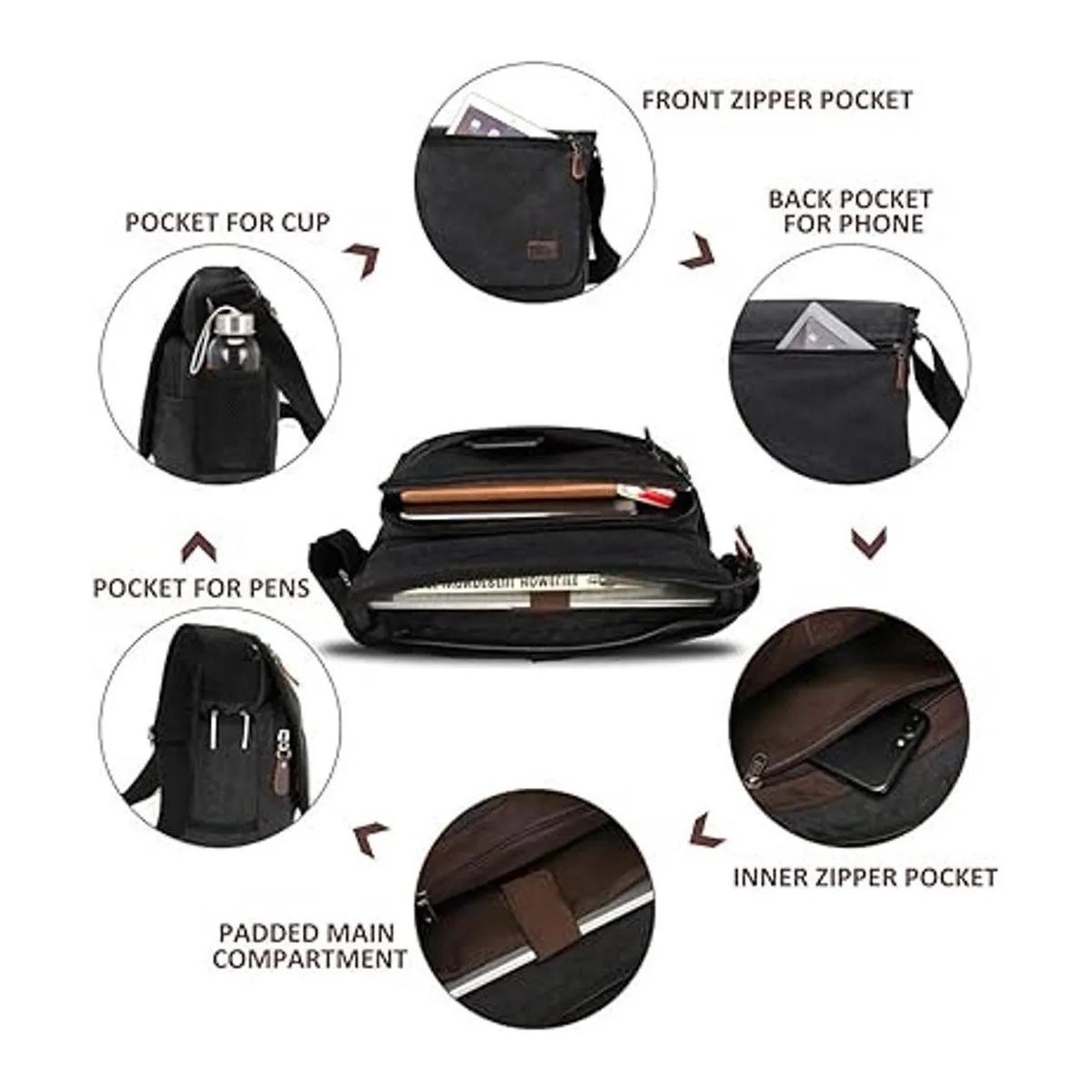 Modoker Bolsa de mensajero para hombre 13 pulgadas_4