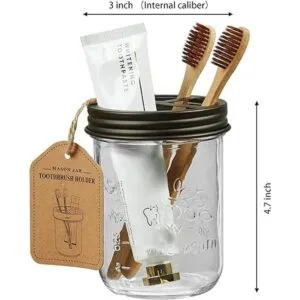 Mason Soporte para cepillo de dientes para tarros acero