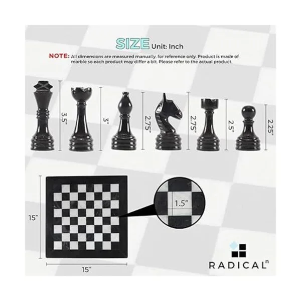 RADICALn Juego de ajedrez completo de mármol hecho a mano_6