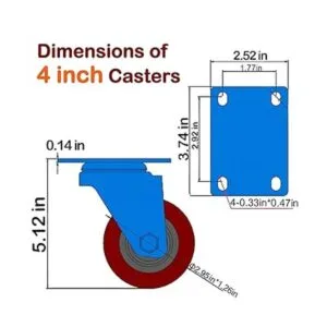 Ruedas giratorias resistentes juego de 4 unidades con freno_2