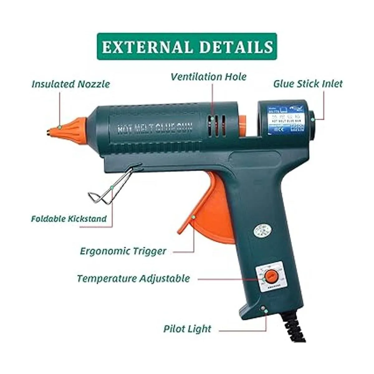 Pistola de pegamento caliente de tamaño completo 150