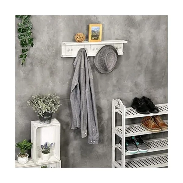 MyGift Estante de baño flotante de madera blanca con 5