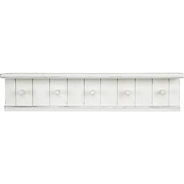 MyGift Estante de baño flotante de madera blanca con 5