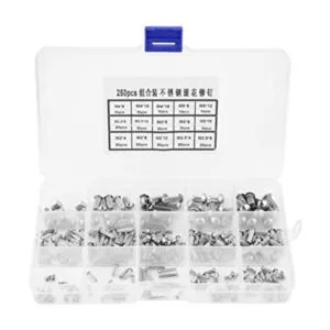 Juego surtido de 250 remaches sólidos moleteados M2 M3 M4