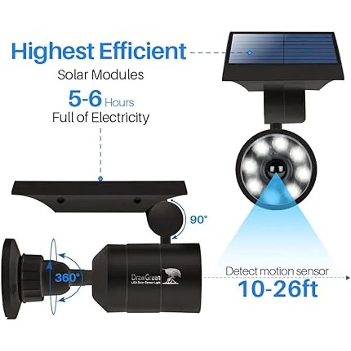Solar Motion Sensor Light Outdoor of 2 1400Lumen