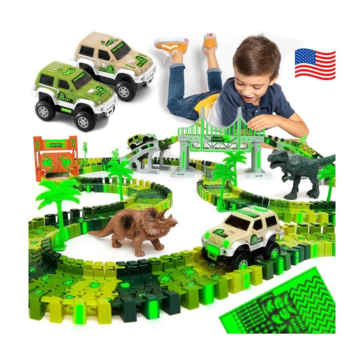 Pista de juguete de dinosaurios para niños y niñas._1