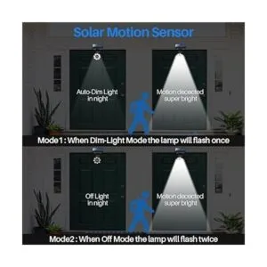 Solar Motion Sensor Light Outdoor of 2 1400Lumen