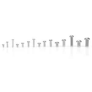 Juego surtido de 250 remaches sólidos moleteados M2 M3 M4