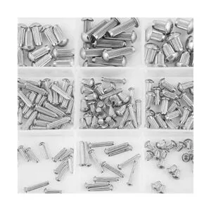Juego surtido de 250 remaches sólidos moleteados M2 M3 M4
